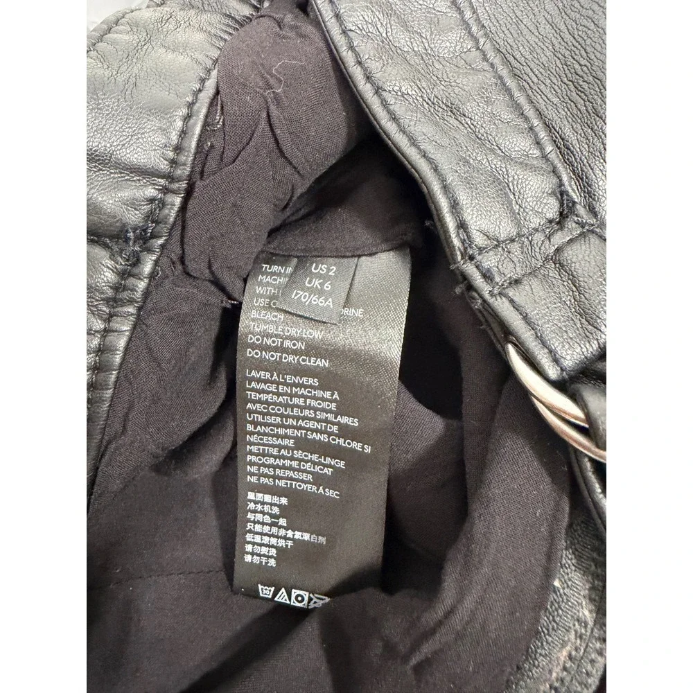 Free People Black Faux Leather Belted Mini‎ Skirt Size 2 Moto Style